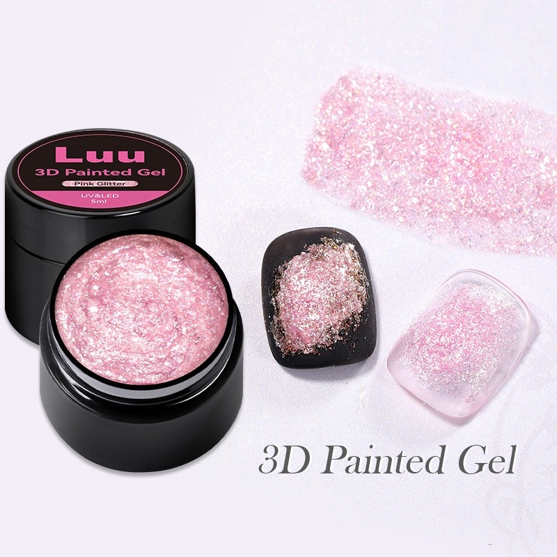 3D paint gel pink glitter