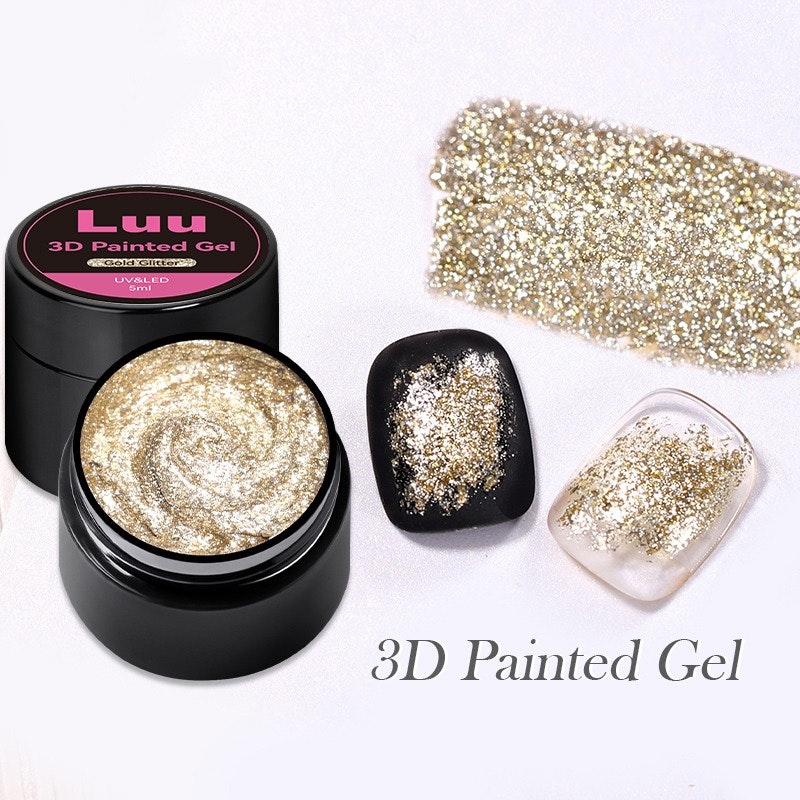 3D paint gel gold glitter