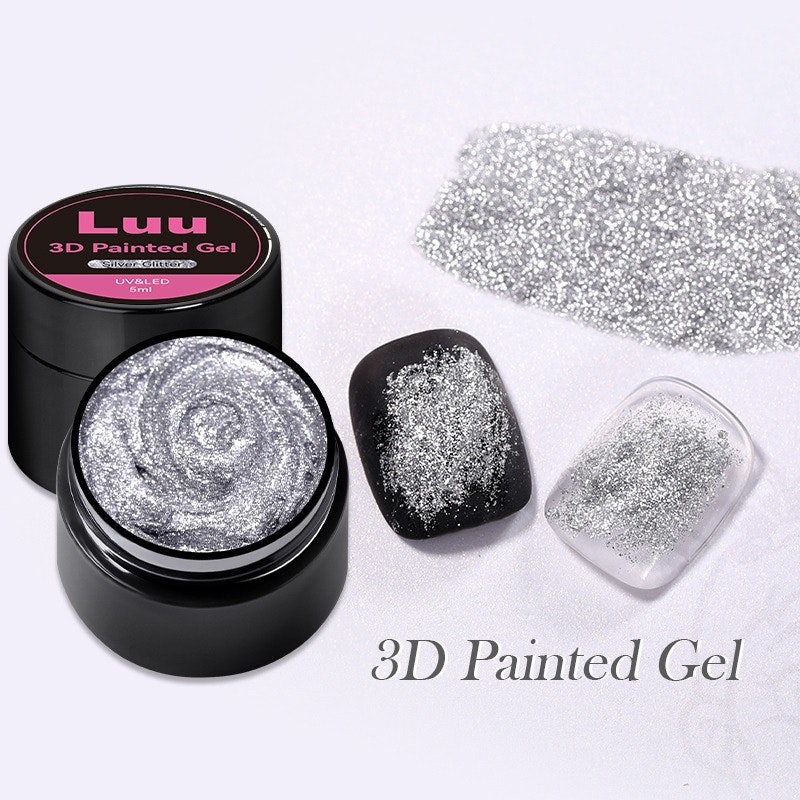3D paint gel silver glitter