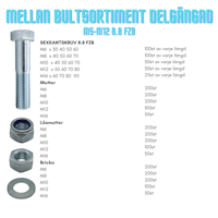 Mellan bultsortiment delgängat M6-M16 FZB