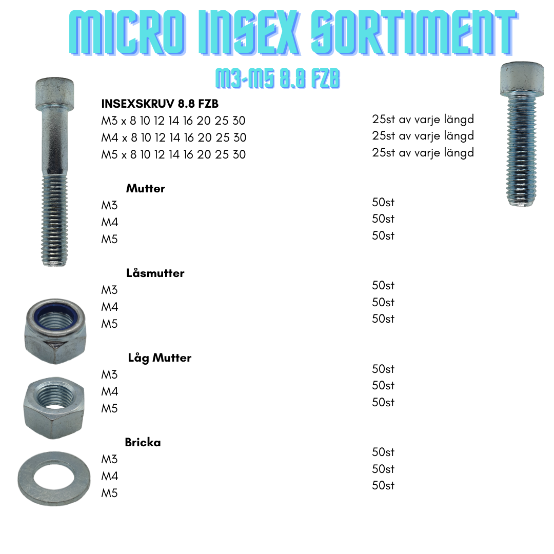 Insex skruv sortiment M3-M5