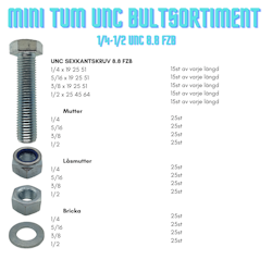 Mini tumsortiment UNC 1/4"-1/2" FZB