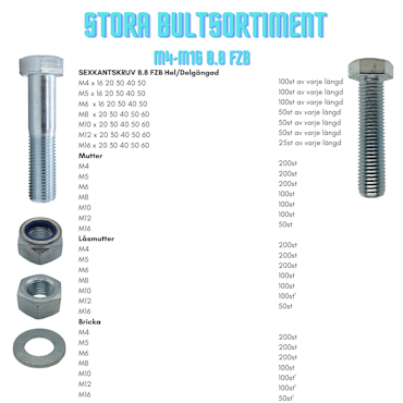 Kompletta bultsortimentet M4-M16 FZB