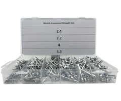 Sortimentsats Blindnitar aluminium 400 delar
