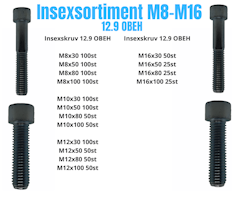 Insexsortiment M8-M16 12.9 Obeh 55KG!