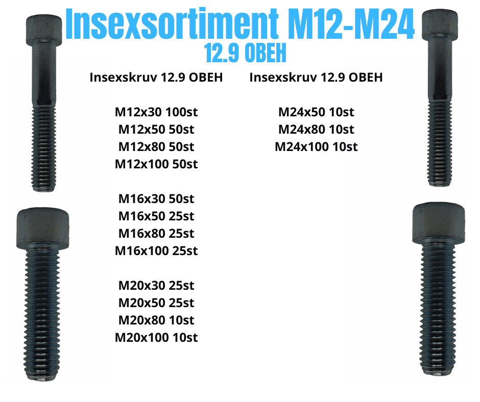 Insexsortiment M12-M24 12.9 Obeh 55KG!