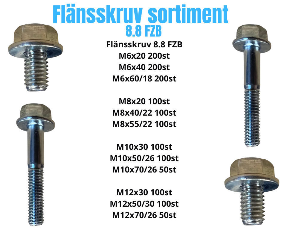 Flänsskruv sortiment M6-M12 FZB 30KG!