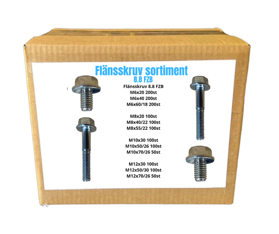 Flänsskruv sortiment M6-M12 FZB 30KG!