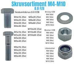 Mini Bultsortiment M4-M10 8.8 FZB