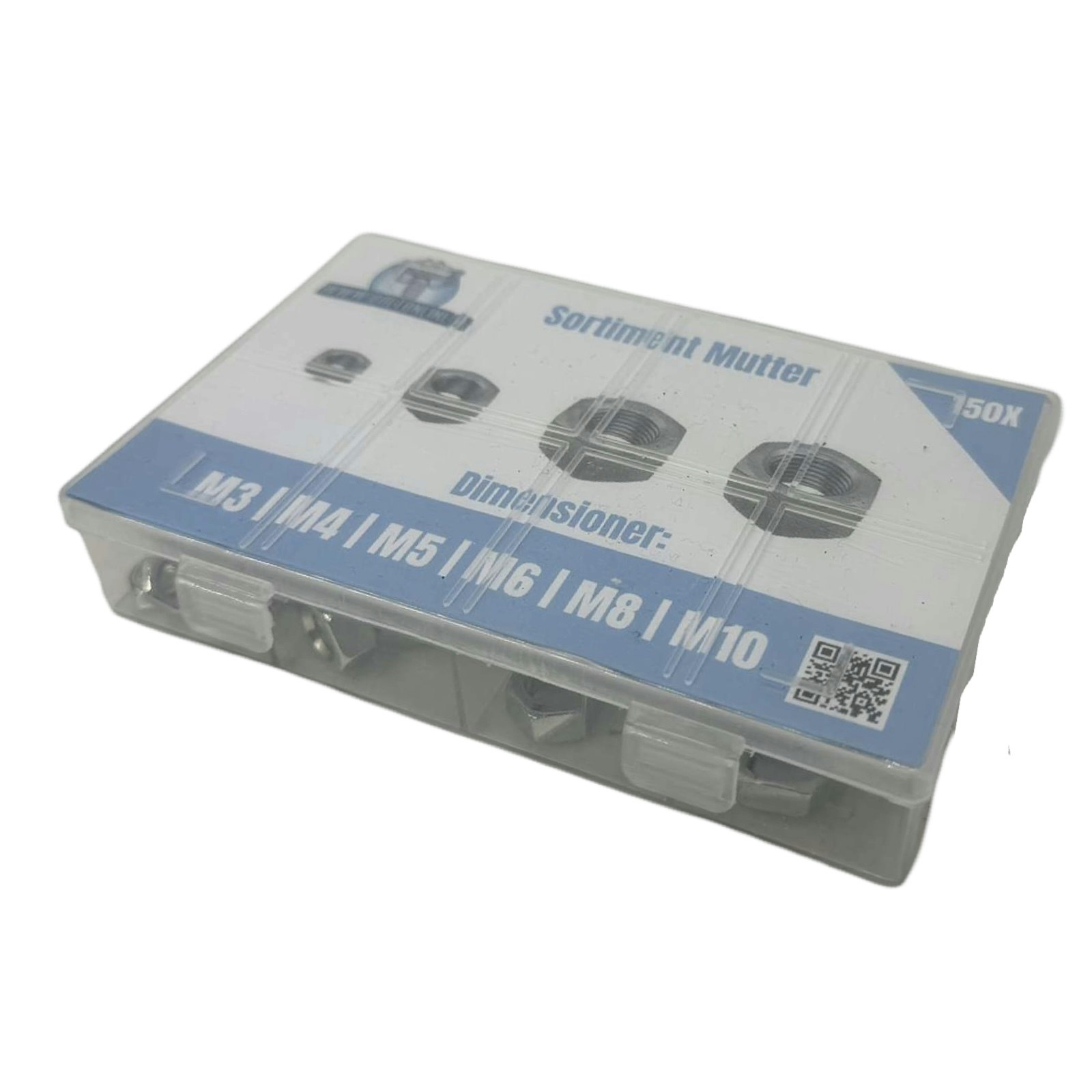Sortimentsats Muttrar sexkant M3-M10 150 delar