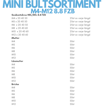 Mini Bultsortiment M4-M12 8.8 FZB