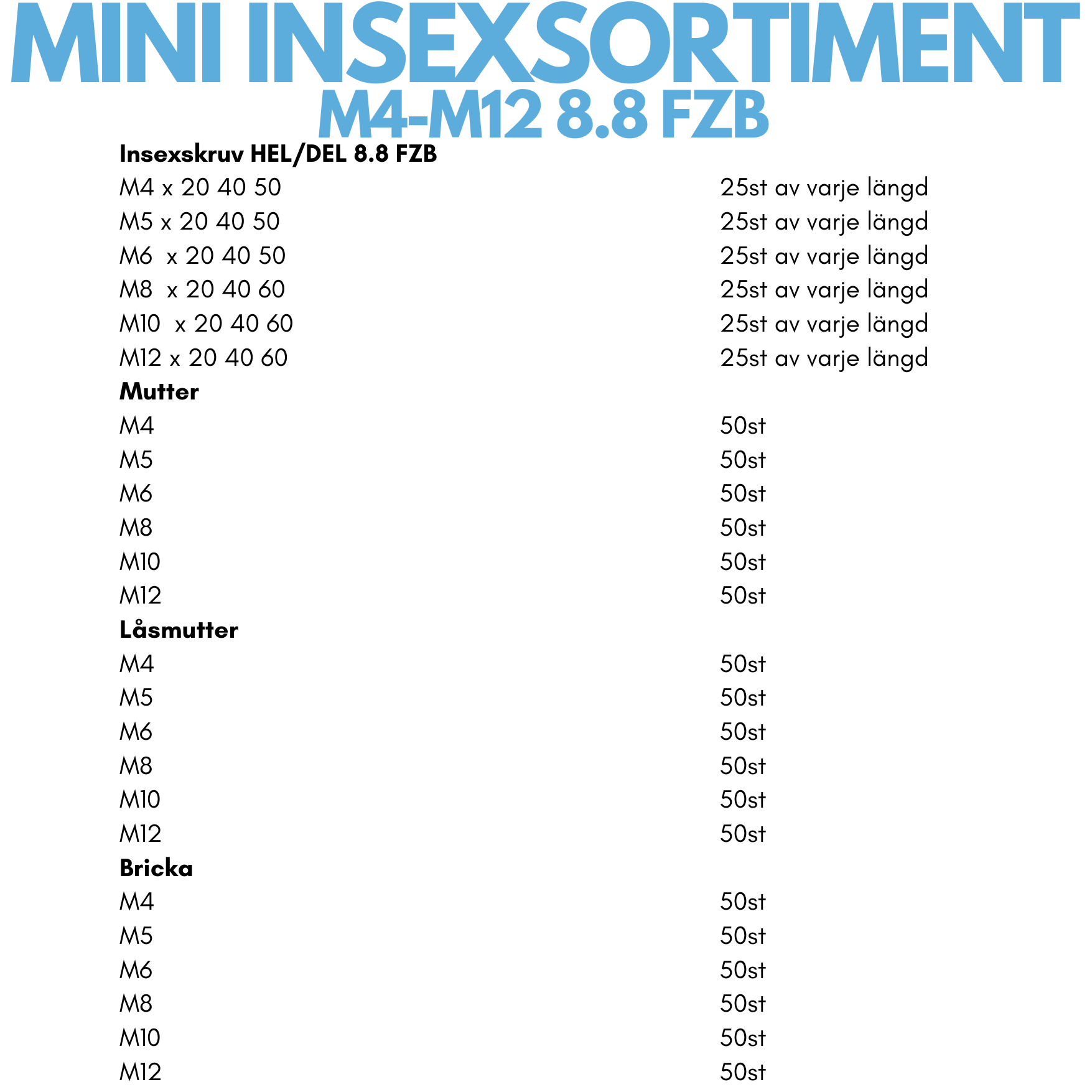 Mini Insexsortiment M4-M12 FZB