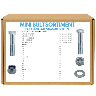 Mini bultsortiment delgängat M4-M10 FZB