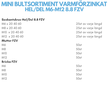 Mini Bultsortiment M6-M12 8.8 FZV