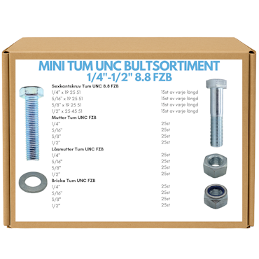 Mini tumsortiment UNC 1/4"-1/2" FZB