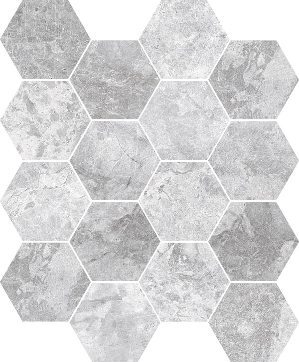 Antica Grey Marble Hexagon Mosaik