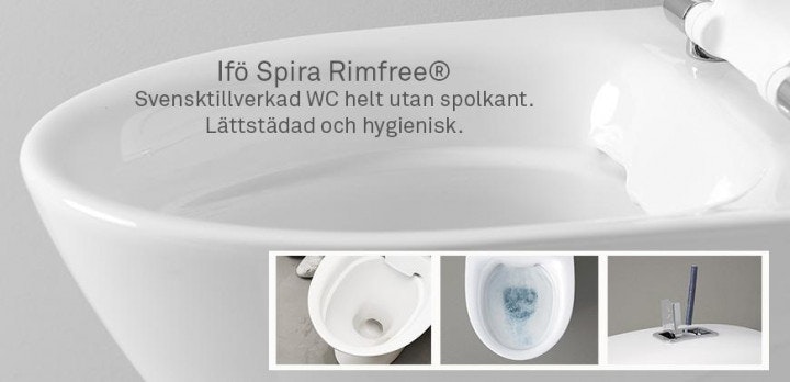 Toalettstol Ifö Spira 6261 Rimfree Hög Modell Med Hårdsits, För Limning