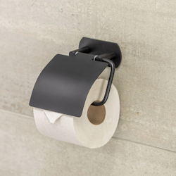 Toalettpappershållare DesignBath Profile Line Med Lock Matt Svart