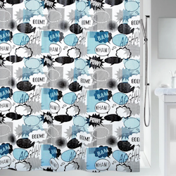 Duschdraperi Spirella Wow Black/Blue 180x200 cm