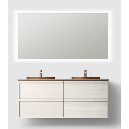 Haven H2 White Wood 140 cm Möbelpaket med Spegel och Stenskiva & Handfat