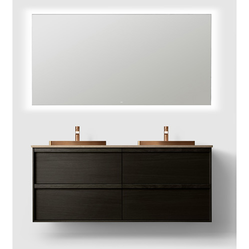 Haven H2 Dark Wood 140 cm Möbelpaket med Spegel och Stenskiva & Handfat
