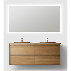 Haven H2 Oak Wood 140 cm Möbelpaket med Spegel och Stenskiva & Handfat