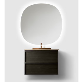 Haven H2 Dark Wood 80 cm Möbelpaket med Spegel och Stenskiva & Handfat