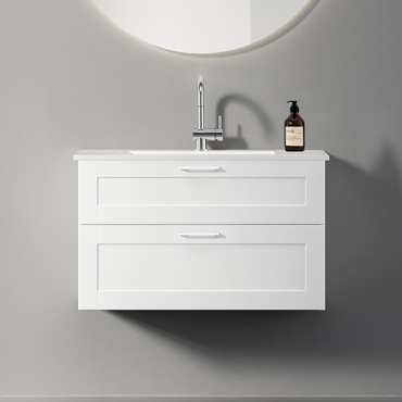 Tvättställsskåp INR Viskan Classic 80, Premium White/Stenkomposit