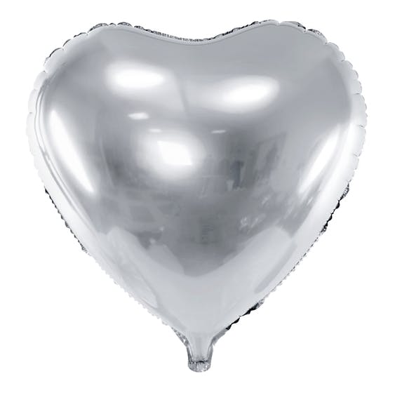 Folieballong, Hjärta, Silver