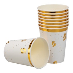 Pappmugg, guldfötter, 8-pack