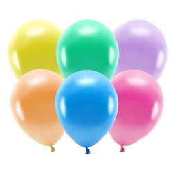 Ballong EKO, metallic färgmix, 10-pack