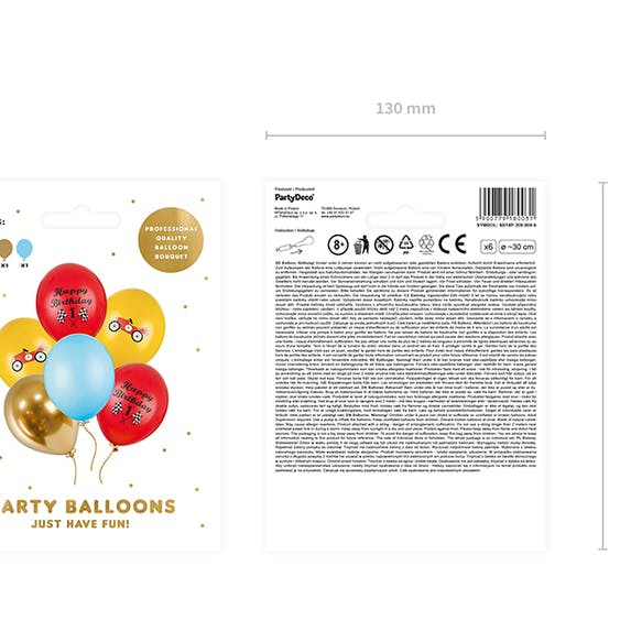 Ballong, bilar mix, 6-pack