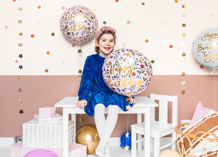 Folieballong, Happy Birthday, blommor