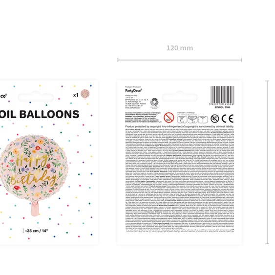 Folieballong, Happy Birthday, blommor