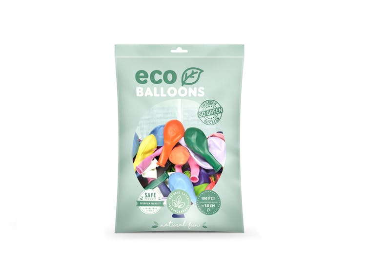 Ballong EKO, metallic färgmix, 100-pack