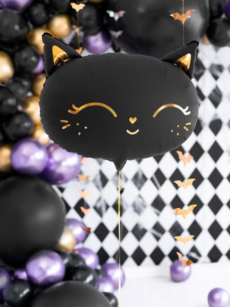 Folieballong, katt, svart