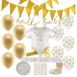 Baby Shower Dekoration, Paket Deluxe, Guld