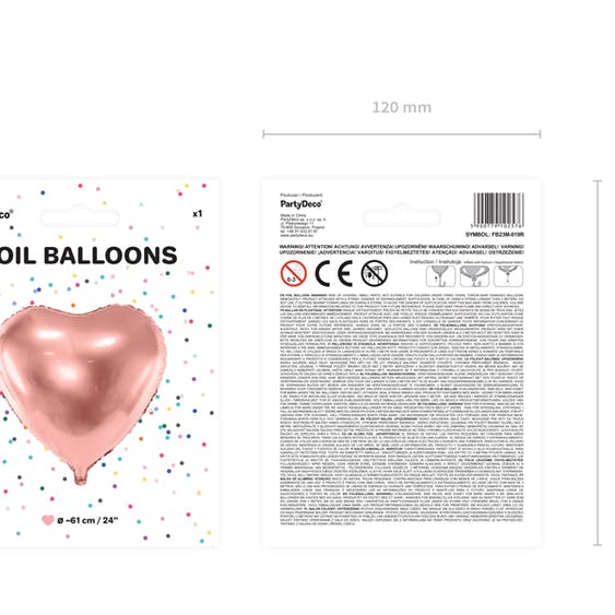 Folieballong, Hjärta, Roséguld