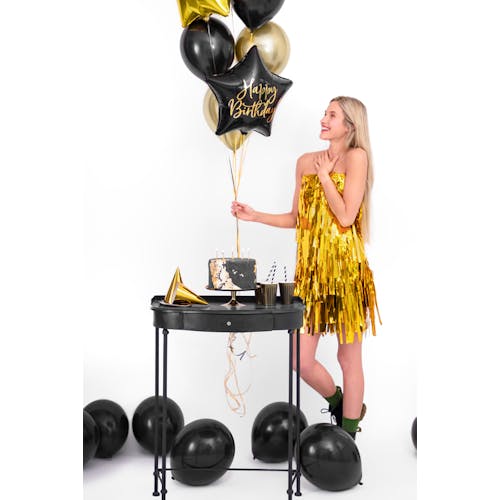 Folieballong, Happy Birthday, Stjärna, Svart