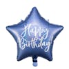 Folieballong, Happy Birthday, Stjärna, Blå