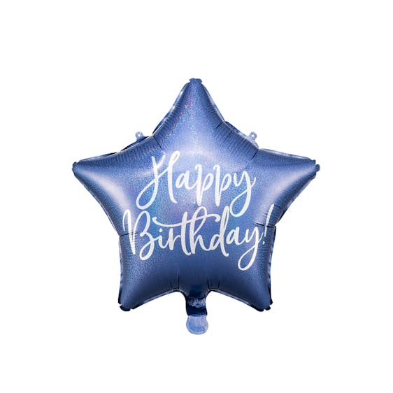 Folieballong, Happy Birthday, Stjärna, Blå