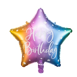 Folieballong, Happy Birthday, Stjärna, Färgmix
