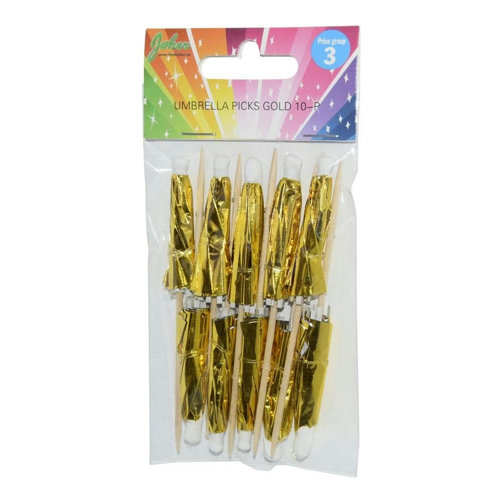Drinkparaply, guld, 10-pack