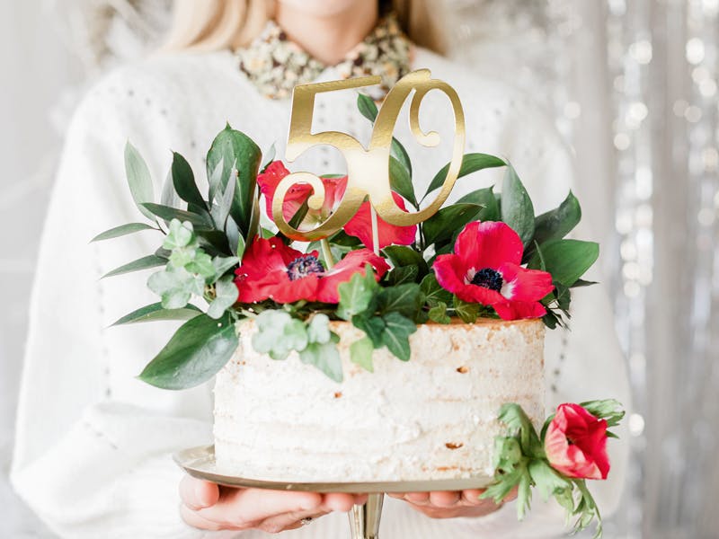 Cake topper, 50 år, guld