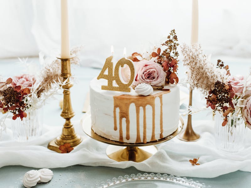 Tårtljus, 40 år, guld