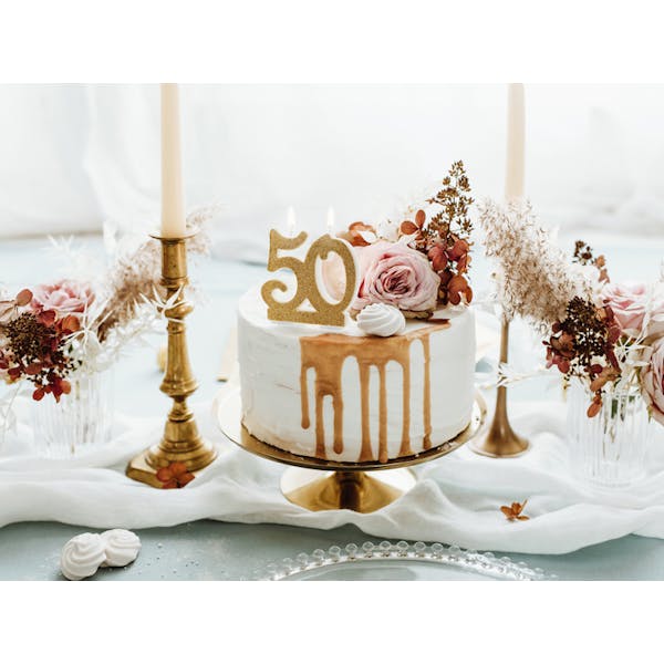 Tårtljus, 50 år, guld