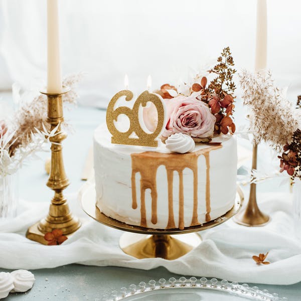 Tårtljus, 60 år, guld