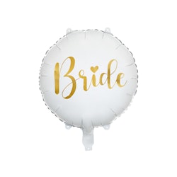 Folieballong, Bride, guld/vit