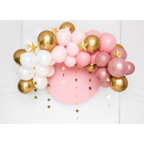 Ballongbåge, rosa & guld
