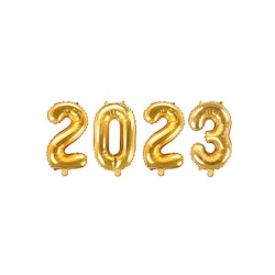 Folieballong, 2023, liten, guld